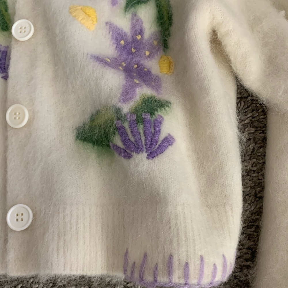 Fabrique Women's Floral Cream Sweater Cardigan - Picture 8 of 9